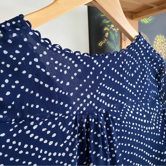 Diane Von Furstenberg Aria Printed Silk Blue White Dot Long Sleeve Tunic Dress - Picture 8 of 16